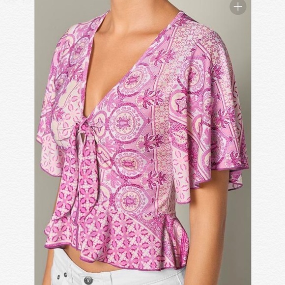 TIE FRONT PRINT TOP - Picture 4 of 6